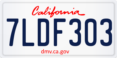CA license plate 7LDF303