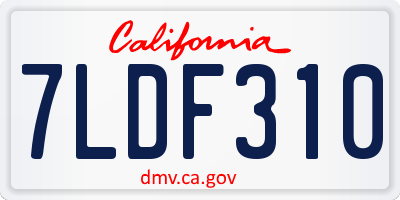 CA license plate 7LDF310