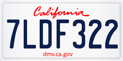 CA license plate 7LDF322