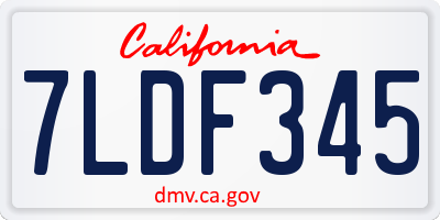 CA license plate 7LDF345