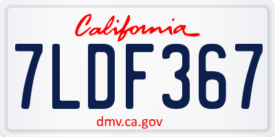 CA license plate 7LDF367