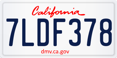CA license plate 7LDF378