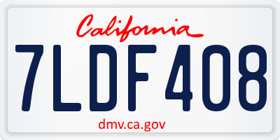 CA license plate 7LDF408