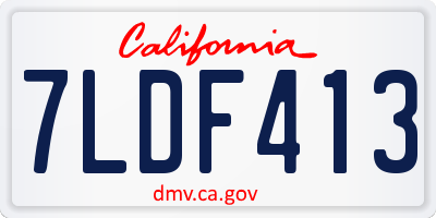CA license plate 7LDF413