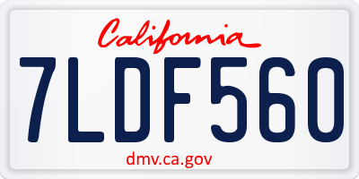 CA license plate 7LDF560