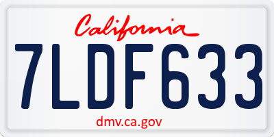 CA license plate 7LDF633
