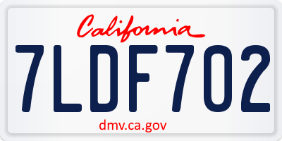 CA license plate 7LDF702