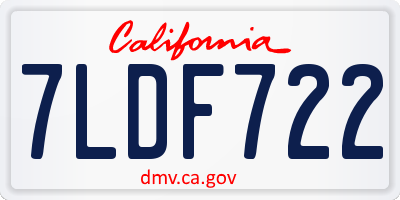 CA license plate 7LDF722