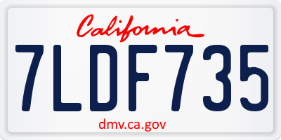 CA license plate 7LDF735