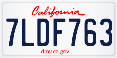 CA license plate 7LDF763