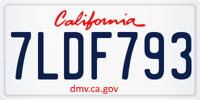 CA license plate 7LDF793