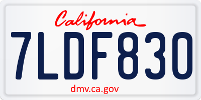 CA license plate 7LDF830