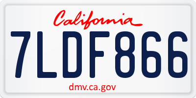 CA license plate 7LDF866