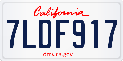 CA license plate 7LDF917