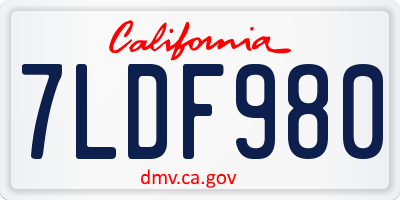 CA license plate 7LDF980