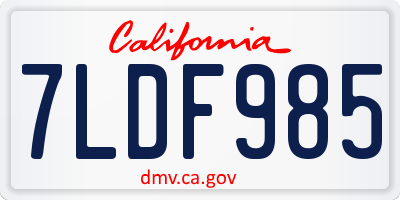 CA license plate 7LDF985