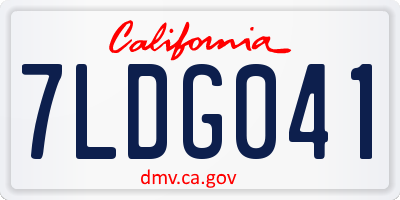 CA license plate 7LDG041