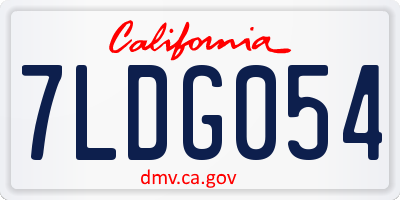 CA license plate 7LDG054