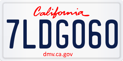 CA license plate 7LDG060