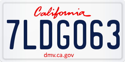 CA license plate 7LDG063