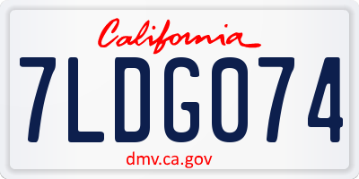 CA license plate 7LDG074