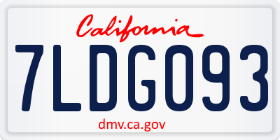 CA license plate 7LDG093
