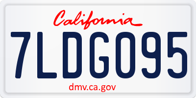 CA license plate 7LDG095
