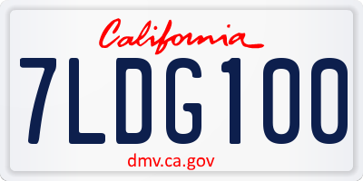 CA license plate 7LDG100