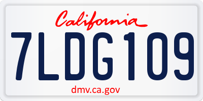 CA license plate 7LDG109