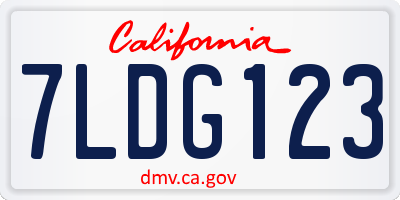 CA license plate 7LDG123