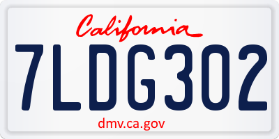 CA license plate 7LDG302