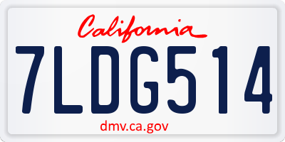 CA license plate 7LDG514