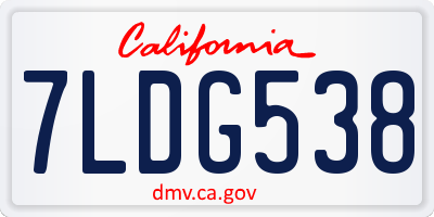 CA license plate 7LDG538
