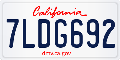 CA license plate 7LDG692