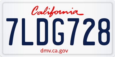 CA license plate 7LDG728