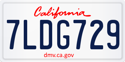 CA license plate 7LDG729