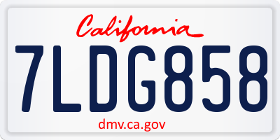 CA license plate 7LDG858