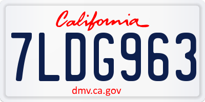 CA license plate 7LDG963