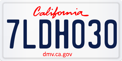 CA license plate 7LDH030
