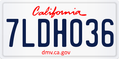 CA license plate 7LDH036