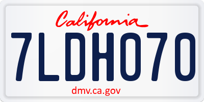 CA license plate 7LDH070