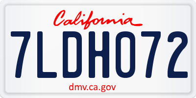 CA license plate 7LDH072
