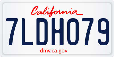 CA license plate 7LDH079