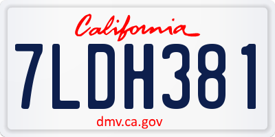 CA license plate 7LDH381