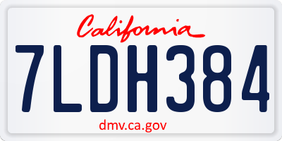 CA license plate 7LDH384
