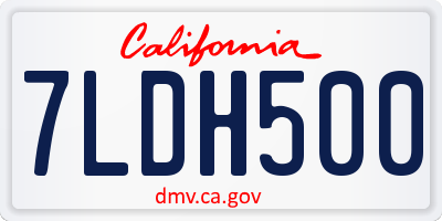 CA license plate 7LDH500