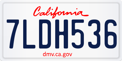 CA license plate 7LDH536