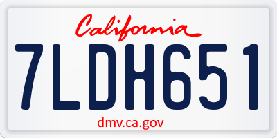 CA license plate 7LDH651