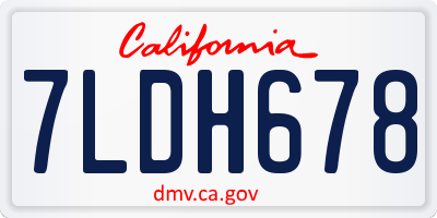 CA license plate 7LDH678