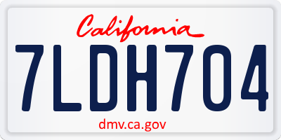 CA license plate 7LDH704